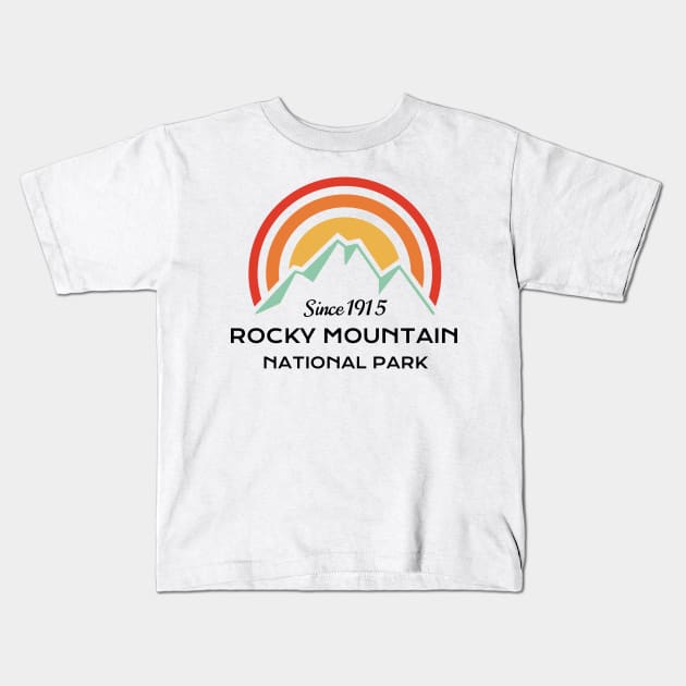 Rocky Mountains National Park Retro Kids T-Shirt by roamfree